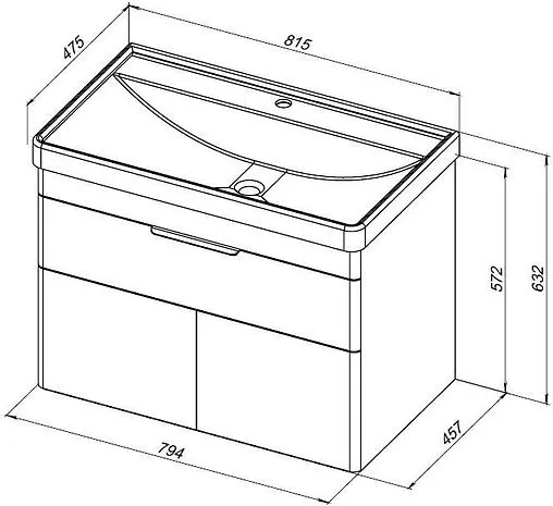 Тумба под умывальник Aquanet Ирис new 81.5 белый глянец 00310150