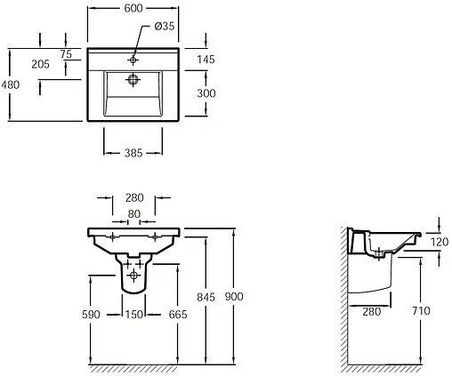 Раковина Jacob Delafon Struktura 60 белый EXI112-00 Раковина Jacob Delafon Struktura 60 белый EXI112-00