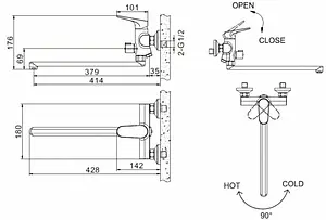 Комплект для ванны 2 в 1 Bravat Eler хром F00449CP Комплект для ванны 2 в 1 Bravat Eler хром F00449CP, 2