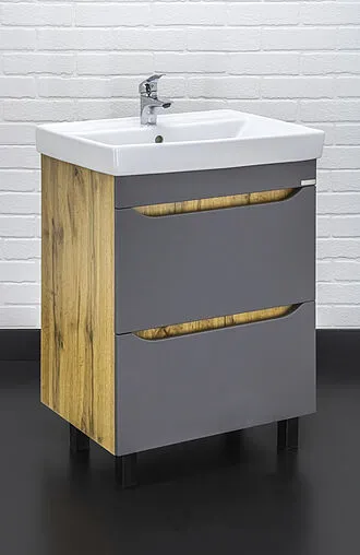 Тумба-умывальник напольная Домино Bruno 60 графит/дуб вотан DBr2901T+4607152361674