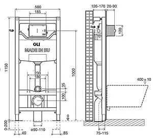 Инсталляция для подвесного унитаза Set 3 в 1 OLI 120 Eco 879235pKA00 с кнопкой хром глянцевый Инсталляция для подвесного унитаза Set 3 в 1 OLI 120 Eco 879235pKA00 с кнопкой хром глянцевый, 2