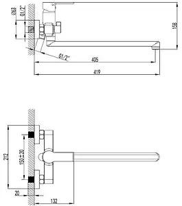 Смеситель для ванны с длинным изливом SMARTsant Адамант хром SM303502AA Смеситель для ванны с длинным изливом SMARTsant Адамант хром SM303502AA, 2