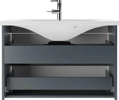 Тумба-умывальник подвесная Домино Karat 80 дуб вотан/антрацит DK3202T+4627173210119