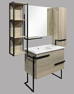 Тумба-умывальник напольная Comforty Дюссельдорф 90 дуб дымчатый/чёрный 00-00004093CF, 5