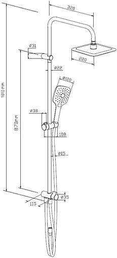 Душевая система без смесителя Damixa Origin Evo хром 978200000 Душевая система без смесителя Damixa Origin Evo хром 978200000