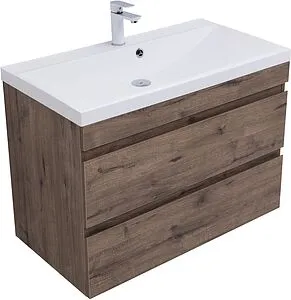Тумба-умывальник подвесная Aquanet Нота New 90 дуб веллингтон/табак 00334193+00284114 Тумба-умывальник подвесная Aquanet Нота New 90 дуб веллингтон/табак 00334193+00284114, 5