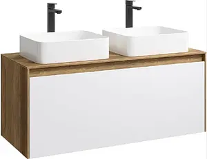 Тумба-умывальник подвесная Aqwella Mobi 120 белый/дуб балтийский MOB0112DB+MOB0712W+641945+641945 Тумба-умывальник подвесная Aqwella Mobi 120 белый/дуб балтийский MOB0112DB+MOB0712W+641945+641945, 1