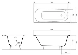 Ванна чугунная Aquatek Сигма 170х70 AQ8870F-00 Ванна чугунная Aquatek Сигма 170х70 AQ8870F-00, 2