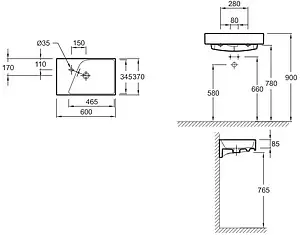 Раковина Jacob Delafon Rythmik 60 R белый EXR112-00, 2