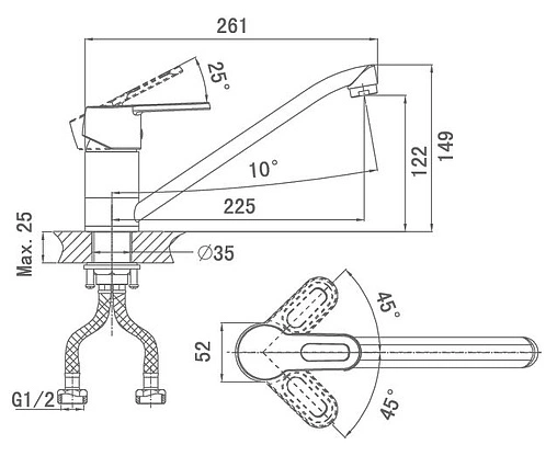 Смеситель для кухни D&amp;K Furth Bayern хром DA1222301