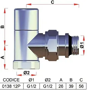 Вентиль запорный угловой ½" в/н LadyFAR серебро FL 0138 12P Вентиль запорный угловой ½" в/н LadyFAR серебро FL 0138 12P, 2