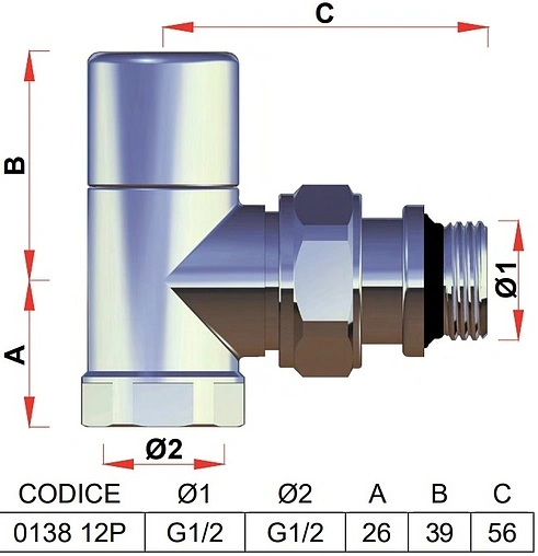 Вентиль запорный угловой ½&quot; в/н LadyFAR серебро FL 0138 12P