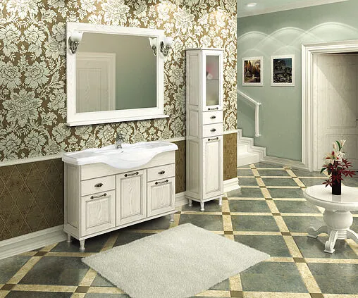 Шкаф-пенал напольный Aquaton Жерона 35 R белое серебро 1A158903GEM2R