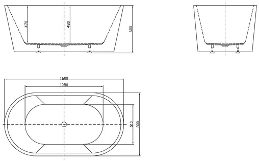 Ванна акриловая отдельностоящая BelBagno 160x80 BB202-1600-800