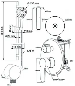 Душевая система со смесителем для душа Swedbe Platta хром 5537 Душевая система со смесителем для душа Swedbe Platta хром 5537, 2