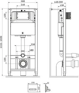 Инсталляция для подвесного унитаза Set 4 в 1 Am.Pm Pro I012704.50A38 с кнопкой черный глянцевый, 2
