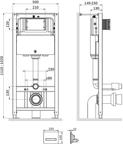 Инсталляция для подвесного унитаза Set 4 в 1 Am.Pm Pro I012704.50A38 с кнопкой черный глянцевый