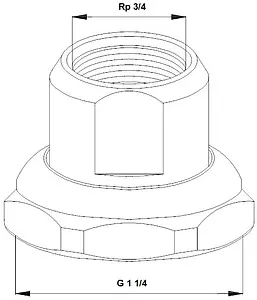 Соединение с накидной гайкой 1¼"в x ¾"в Grundfos 529982 Соединение с накидной гайкой 1¼"в x ¾"в Grundfos 529982, 2