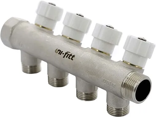 Коллектор регулирующий проходной 4 отвода ¾"в/н x ½"к Uni-fitt 400N3240 Коллектор регулирующий проходной 4 отвода ¾"в/н x ½"к Uni-fitt 400N3240
