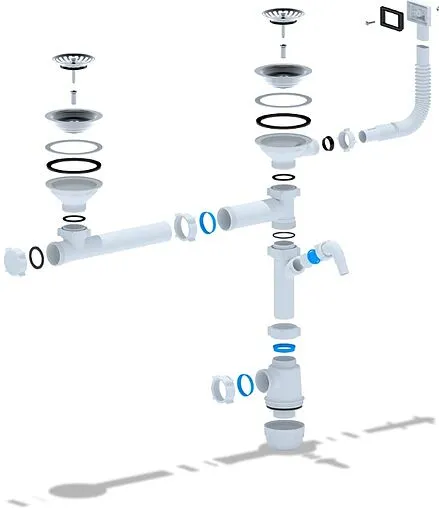 Сифон бутылочный для двойной мойки с переливом Ани Пласт Грот A7700 Сифон бутылочный для двойной мойки с переливом Ани Пласт Грот A7700