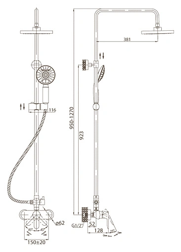 Душевая система со смесителем для душа BelBagno Reno хром REN-DOCM-CRM