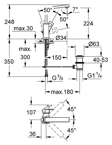 Смеситель для раковины Grohe Eurocube хром 23135000 Смеситель для раковины Grohe Eurocube хром 23135000