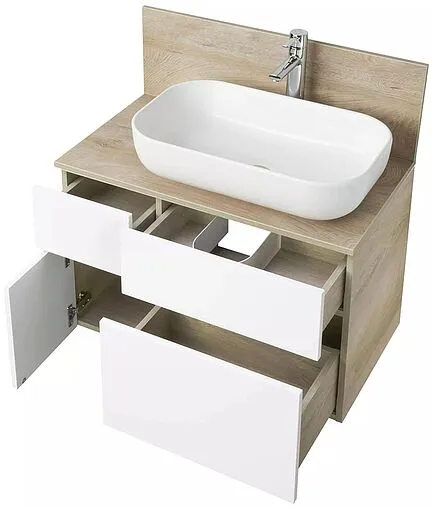 Тумба-умывальник подвесная Aquaton Мишель 80 дуб эндгрейн 1A2445K4MIDU0