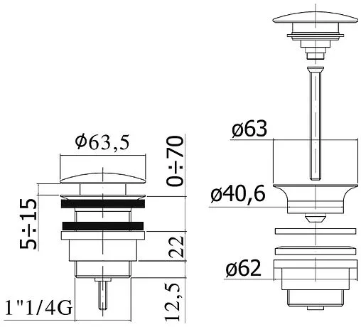 Выпуск автоматический для раковины Paffoni сталь ZSCA050ST Выпуск автоматический для раковины Paffoni сталь ZSCA050ST