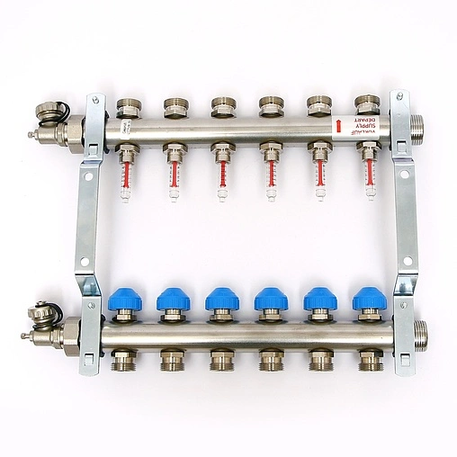 Группа коллекторная с расходомерами 6 отводов 1&quot;н/н x ¾&quot;ек Uni-fitt 455W4306