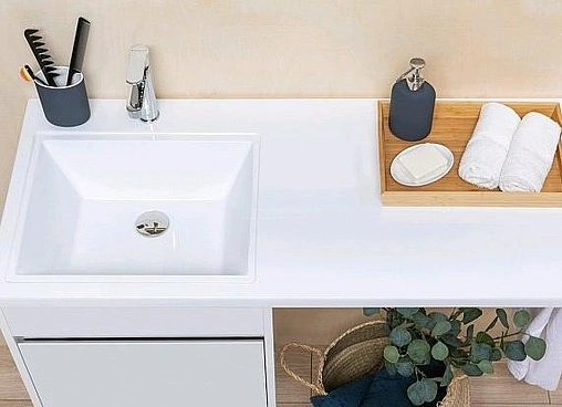 Тумба-умывальник напольная над стиральной машиной Aquanet Токио 120 R белый 00239290+00235500