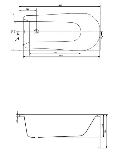 Ванна акриловая Cersanit Flavia 150x70 P-WP-FLAVIA*150NL