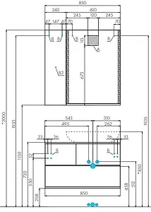 Тумба-умывальник подвесная Aquaton Терра 85 дуб кантри/антрацит 1A2472K1TEKA0, 2
