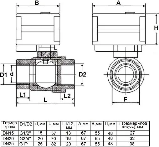 Кран шаровый с электроприводом AquaBast 1&quot; 12В 168