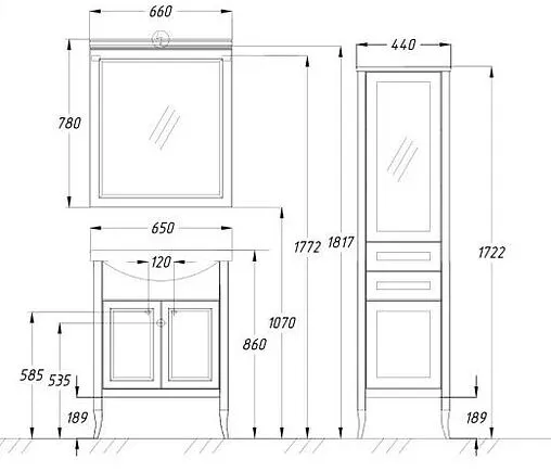 Шкаф-пенал напольный Opadiris Мираж 44 R cветлый орех 00-00000054