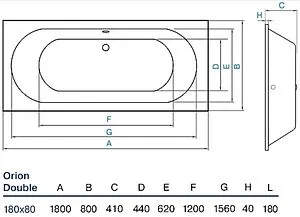 Ванна акриловая Koller Pool Orion Double 180х80, 2