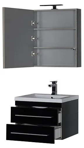 Шкаф-зеркало Aquanet Верона 58 L чёрный 00175384