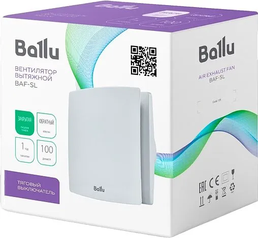 Вентилятор вытяжной Ballu BAF-SL 100 VP белый