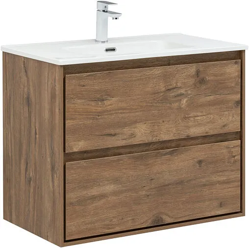 Тумба-умывальник подвесная Aquanet Милан 80 дуб рустикальный 00336379+640344