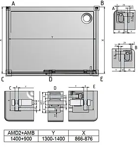 Душевое ограждение 1400x900мм прозрачное стекло Roltechnik Ambient Line AMB+AMD2+AMB/900*1400*900 621-9000000-00-02+620-1400000-00-02+621-9000000-00-02 Душевое ограждение 1400x900мм прозрачное стекло Roltechnik Ambient Line AMB+AMD2+AMB/900*1400*900 621-9000000-00-02+620-1400000-00-02+621-9000000-00-02, 2