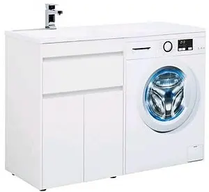 Тумба-умывальник напольная над стиральной машиной Aquanet Токио 120 L белый 00237746+00235499 Тумба-умывальник напольная над стиральной машиной Aquanet Токио 120 L белый 00237746+00235499, 3