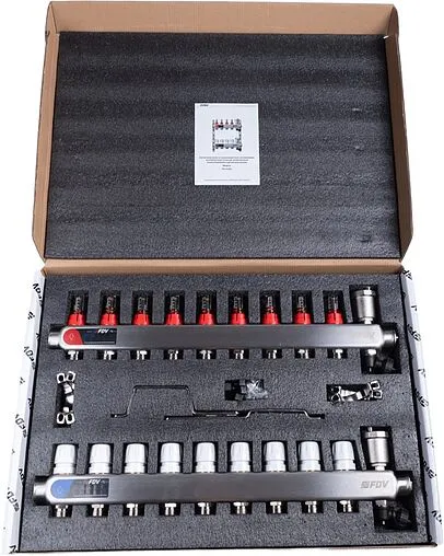 Группа коллекторная с расходомерами 9 отводов 1&quot;в/в x ¾&quot;ек FDV S1103C-2/9