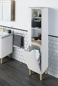 Шкаф-пенал с бельевой корзиной VitrA Sentо 40 L белый матовый/светлое дерево 60854 Шкаф-пенал с бельевой корзиной VitrA Sentо 40 L белый матовый/светлое дерево 60854, 3