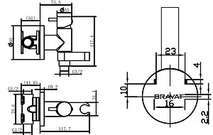 Гигиенический душ со смесителем Bravat Eler хром D9137CP-RUS Гигиенический душ со смесителем Bravat Eler хром D9137CP-RUS, 2
