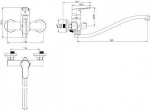 Смеситель для ванны с длинным изливом Swedbe Olymp хром 1855 Смеситель для ванны с длинным изливом Swedbe Olymp хром 1855, 2
