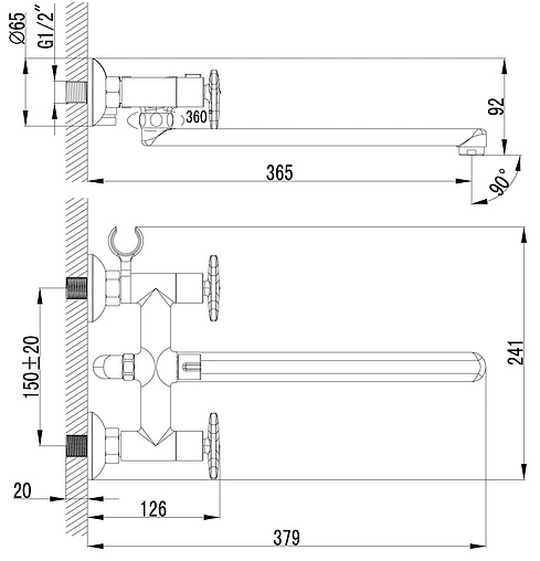 Смеситель для ванны с длинным изливом Lemark plus Spirit хром LM1951C