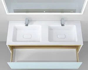 Тумба-умывальник подвесная Jorno Glass 120 белый/дуб сонома Gla.01.122/P/W+Mol.08.120/W Тумба-умывальник подвесная Jorno Glass 120 белый/дуб сонома Gla.01.122/P/W+Mol.08.120/W, 5