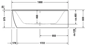 Ванна акриловая Duravit Darling New 190x90 R 700247000000000, 3