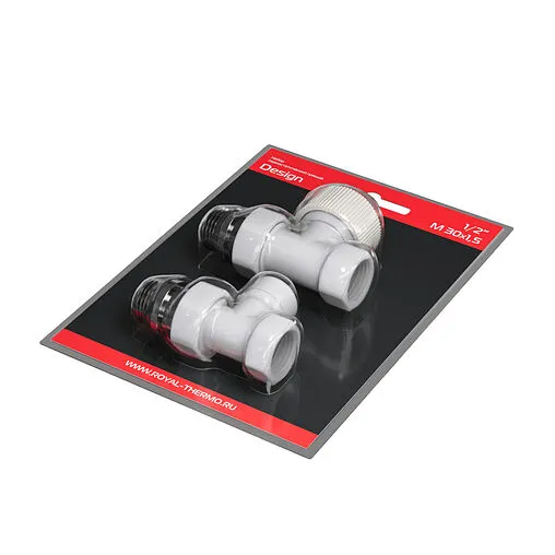 Комплект вентилей терморегулирующих прямых ½&quot; в/н Royal Thermo Design белый RATVDP11212WH
