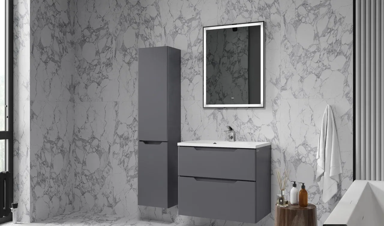 Тумба-умывальник подвесная Raval Wector 70 антрацит Wct.01.70/P/A/MD+4627173210171