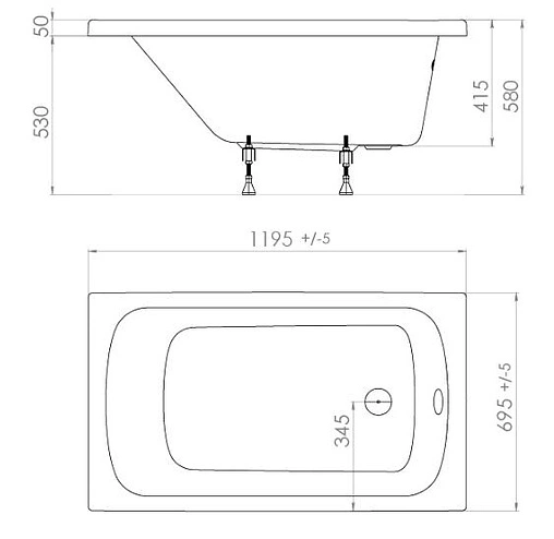 Ванна акриловая Triton Стандарт 120x70 Н0000099325